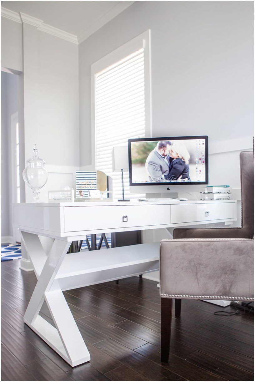 white desk gray chair home office 