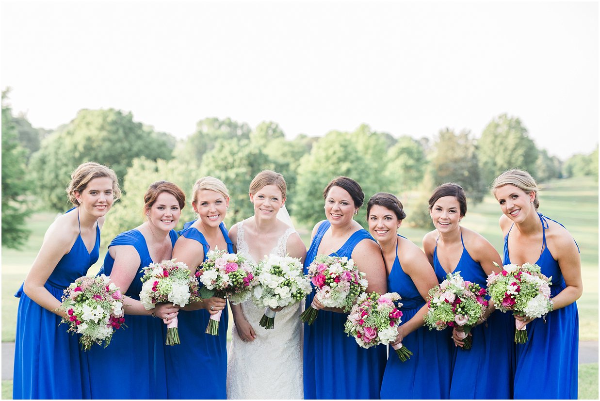 Bright blue bridesmaid dresses