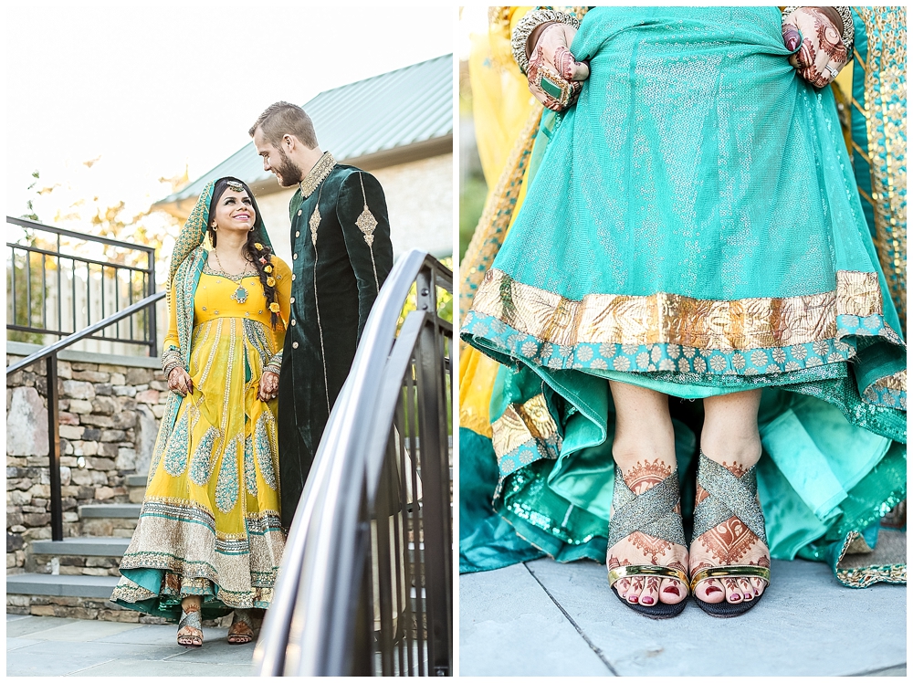 green and yellow indian wedding details 