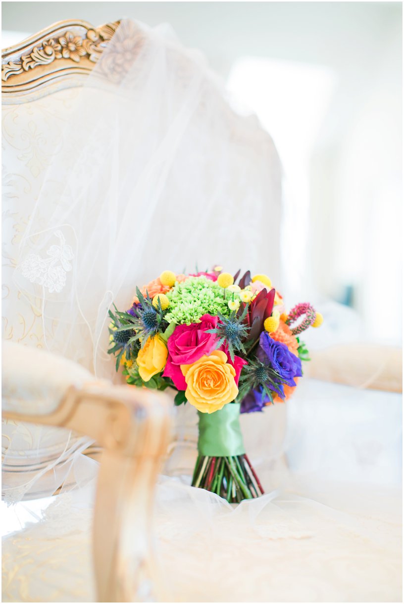 colorful bright wedding bouquet 